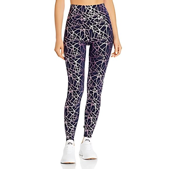 Terez Stars High-Rise Foil Leggings Navy/Light Pink Size Small Active - Picture 2 of 5